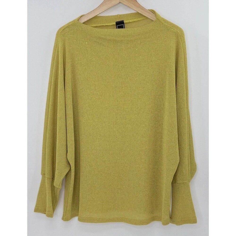 Libian Women's Pullover Sweater Knit High-Low Hem Yellow‎ O/S?